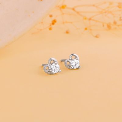 Giva Anushka Sharma Silver Zircon Small Heart Studs