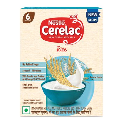 Nestle Cerelac Rice Baby Cereal | No Refined Sugar | Stage 1 | 6 - 24 Months