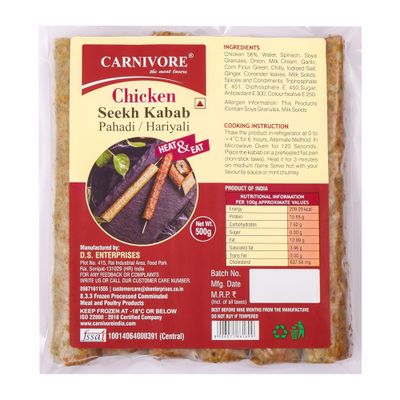 Carnivore Chicken Seekh Kabab (Pahadi Hariyali)