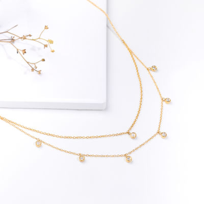 GIVA Golden Dual Layer Zircon Necklace