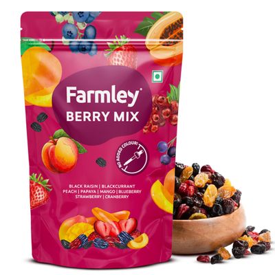 Farmley Mix Dried Berries- Cranberries, Blueberries, Strawberries, Black Raisins, Peach & More