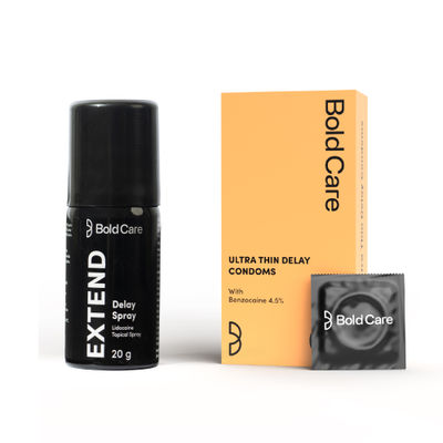 Bold Care Extend Delay Spray With Lidocaine 10%(20gms) & Bold Care Ultra Thin Delay Condoms With Benzocaine 4.5%(20gms) Combo