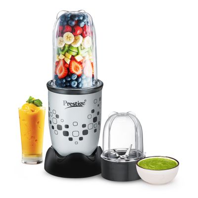 Prestige Nutri - Mix 2.0 Mixer Grinder | 350 W | 2 Jars | Compact | Dual Safety Lock - Black & Grey