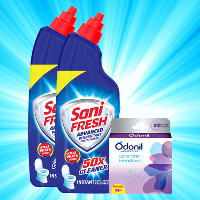 Sanifresh Advance Liquid Toilet Cleaner with Odonil Air Freshner Block