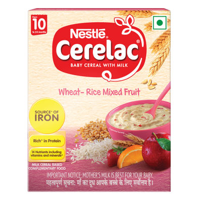 Nestle CERELAC Wheat Rice Mixed Fruit Baby Food Cereal (Source of Iron & Protein, 10 -24 Months)