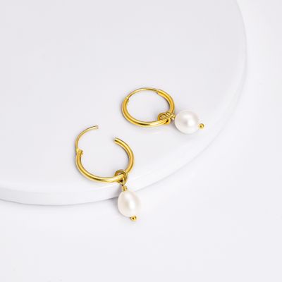 Giva Golden Pearl Drop Hoops