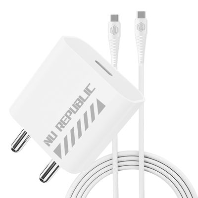 Nu Republic Sprint Ultra 30W Usb-C Charger Pd 3.0 With Type-C To Type-C Cable Supports - White