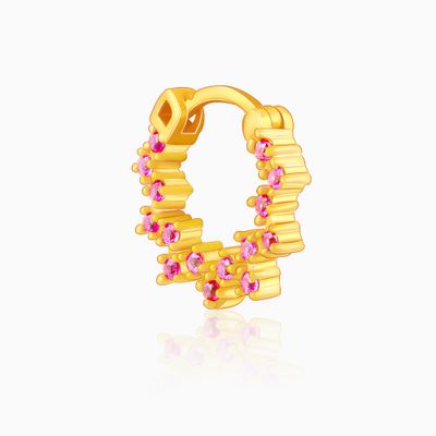 Giva Golden Zig-Zag Red Nose Ring