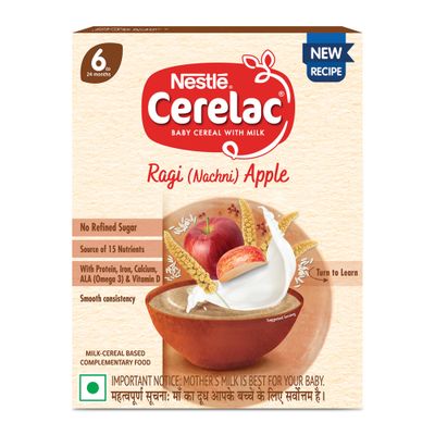 Nestle Cerelac Ragi Apple Baby Cereal No Refined Sugar | 3 Stage | 16 - 24 Months