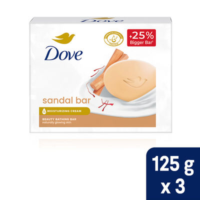 Dove Sandalwood Bar For Glowing Skin With Natural Origin Sandalwood & Saffron