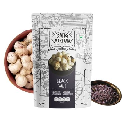 MR. MAKHANA Fox Nuts Black Salt - Delicious Teatime Snack, Popped Lotus Seeds, Roasted In Olive Oil