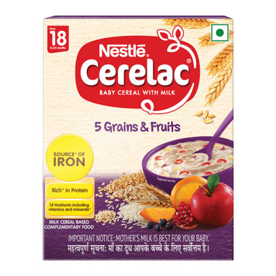 Nestle Cerelac Baby Cereal Milk | 5 Grains & Fruits | Stage 5 | 18 to 24 Months | Iron and Protein