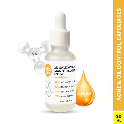 Wild Oak 2% Salicylic Mandelic Acid Exfoliating Face Serum for Acne | Oil Control & Pore Cleansing