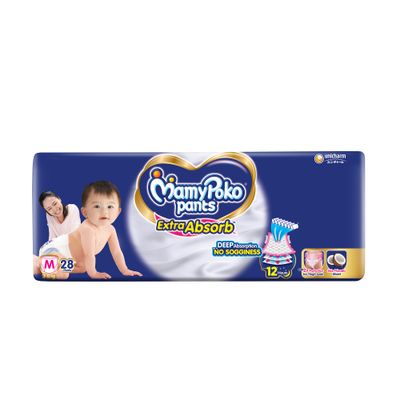 Mamypoko Extra Absorb Pant Diapers For Kids | M (7 - 12 kg)