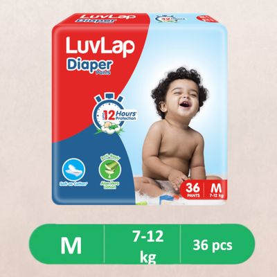 LuvLap Pant Style Diaper For Kids | White | M (7 - 12 kg)