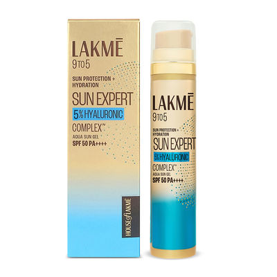 Lakme 5% Hyaluronic water-light Sunscreen Gel SPF 50 PA++++ For Oily Skin, Plump & Hydrated Skin