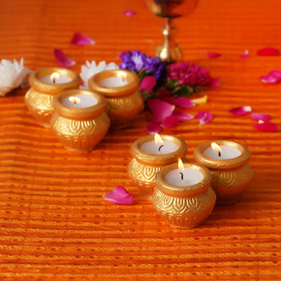 DiaCraft Golden Matki Wax Diya Assorted