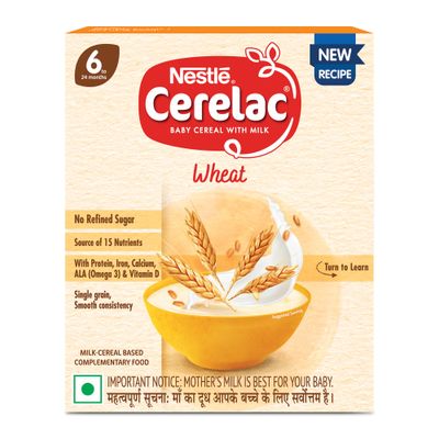 Nestle Cerelac Wheat Baby Cereal No Refined Sugar | Stage 1 | 6 - 24 Months
