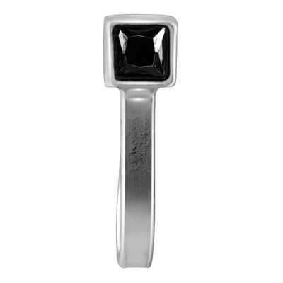 Giva Oxidised Silver Black Square Nose Pin Clip On