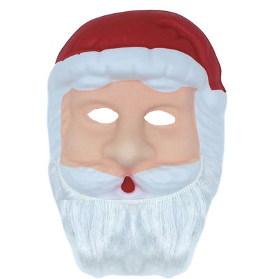 Santa Claus Face Mask With Attached Cap For Christmas Party