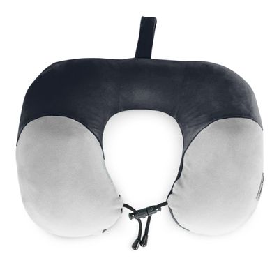 Nasher Miles Unisex Solid Polyester Neck Pillow | Black and Grey - One Size