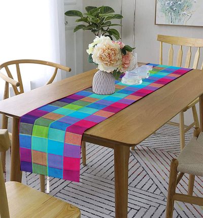 Lushomes Table Runner - Multi Checks | 13 x 72 inch