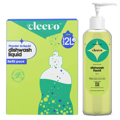 Cleevo Natural Dishwash Liquid Pack Non-Toxic Eco-Friendly Powder To Liquid Lime