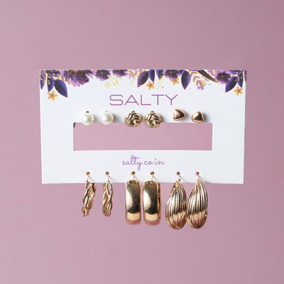 Salty Fashion Set of 6 All occasion Golden Hoops for Women