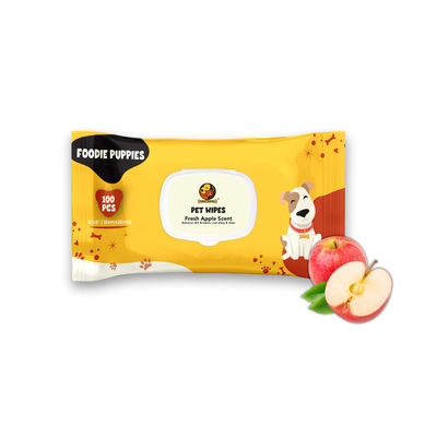 Foodie Puppies Pet Anti-Bacterial 100 Wet Wipes With Fresh Apple Scent For Dogs, Puppies & Pets