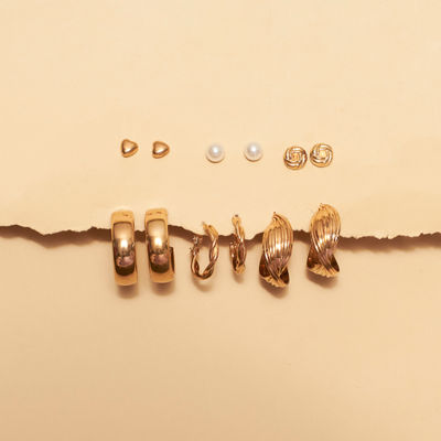 Salty Fashion Set of 6 All occasion Golden Hoops for Women