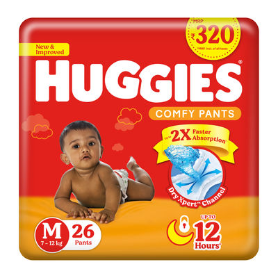 Huggies Comfy Pants Diapers For Kids | Multicolour | M (7 - 12 kg)