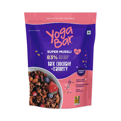 Yoga Bar Muesli Dark Chocolate & Cranberry,Breakfast Cereals, Protein Granola, Gluten Free