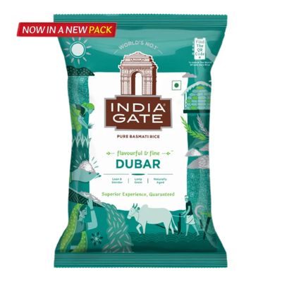 India Gate Flavourful and Fine Dubar Basmati Rice | Long and Slender Grains | Naturally Aged