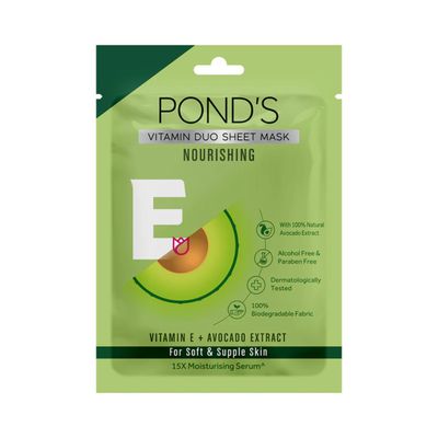 POND'S Vitamin E Nourishing Soft & Supple Skin, 100% Natural Avocado Sheet Mask
