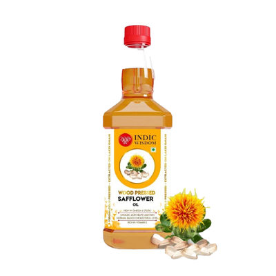 Indic Wisdom Wood Pressed Safflower Oil | Cold Pressed - Extracted on Wooden Churner