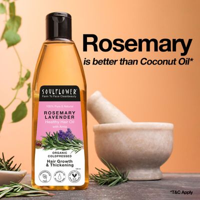 Soulflower Pure & Natural Rosemary Lavender Healthy Hair Oil For Hair Growth And Hair Fall Control