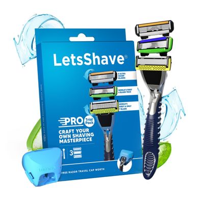 LetsShave Pro Super Value Kit - Razor with 3 Blades | World's 1st 7, 6 & 4-Blade Tech
