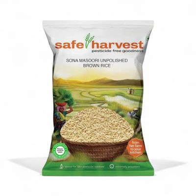 Safe Harvest Pesticide Free Sonamasuri Unpolished Brown Rice| Arsenic Free