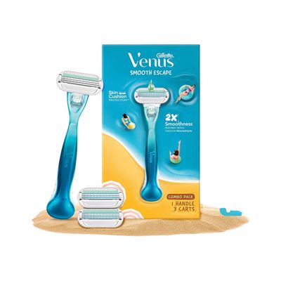 Gillette Venus Smooth Combo Pack|Razor Plus 2 Refills|Aloe Vera Smooth