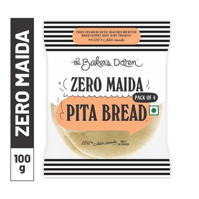 The Baker's Dozen Zero Maida Pita Bread No Palm Oil No Preservative 100% Wholewheat