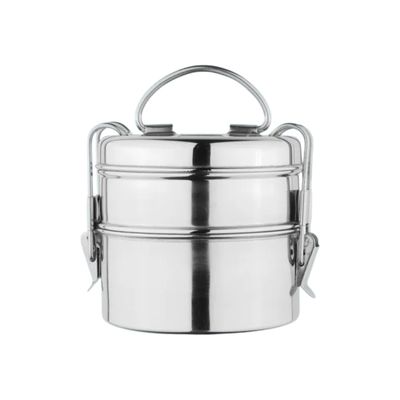 Omega Stainless Steel Tiffin Box With Clip | Lunch Box For Office, School, etc | 2 Compartments