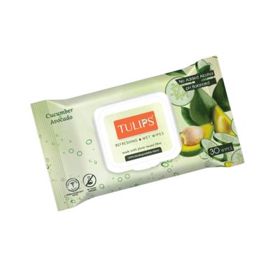Tulips Refreshing Wet Wipes Cucumber & Avocado LID