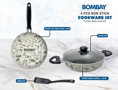 Bombay Kookware Kala Kruti Fry Pan 24 Cm And Kadai 24 Cm
