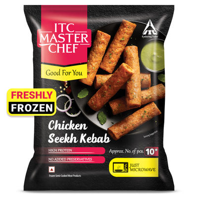 ITC Master Chef Chicken Seekh Kebab | Protein-High | No-preservatives | Microwave Friendly | 10 Pcs