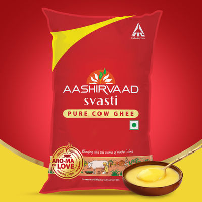 Aashirvaad Svasti Pure Slow Cooked Cow Ghee Pouch | With Rich Aroma