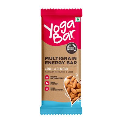 Yogabar Multigrain Energy Bars Vanilla Almond, Nuts, Oats and Millets, Gluten Free, Protein Bar