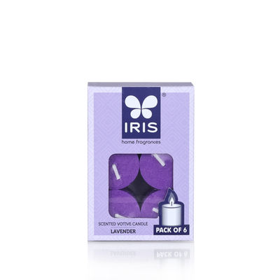 Iris Home Fragrance Lavender Scented Votive Candles Refill- Pack Of 6