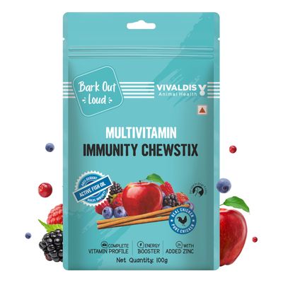 Bark Out Loud - Multivitamin Dog Treats, Fresh Chicken Immunity Chewstix with Omega & Zinc to Boost Health