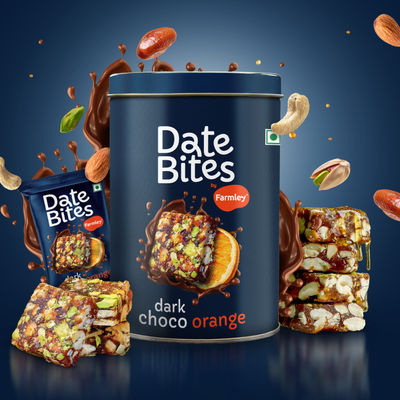 Farmley Dark Choco Orange Date Bites- Chocolate, Dates, Almonds, Cashews, Pistachios,  Honey
