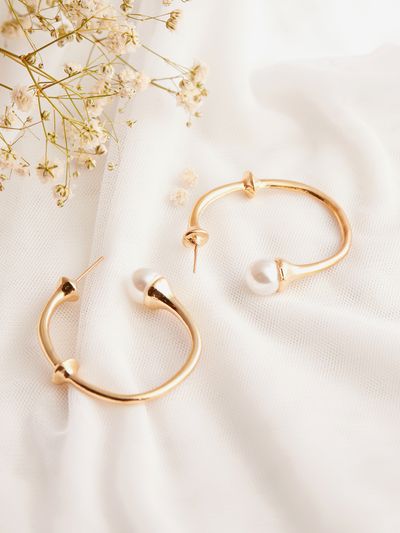 Rubans Gold-Toned Circular Half Hoop Earrings
